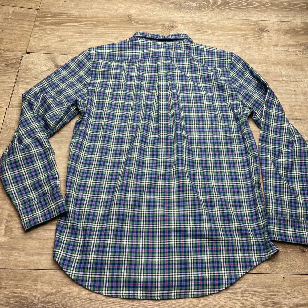Vineyard Vines Shirt Murray Classic Fit Mens M Green Blue Plaid Performance Poly